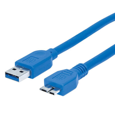Cable USB 3,0 a MicroB 0,5 mts Azul | Manhattan
