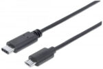 Cable USB C a Micro-B macho/macho 2,0 mts Manhattan