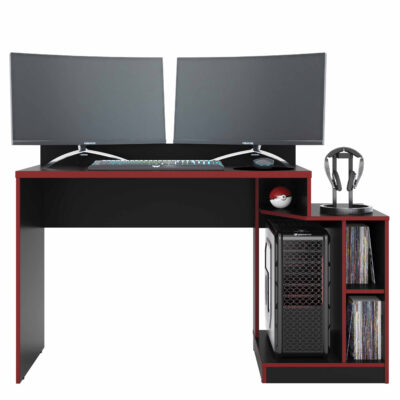 Escritorio Gamer Play negro con rojo