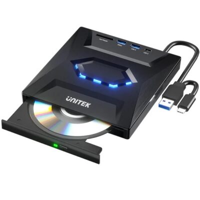 Grabadora de CD/DVD Externa Unitek con HUB USB 5 en 1
