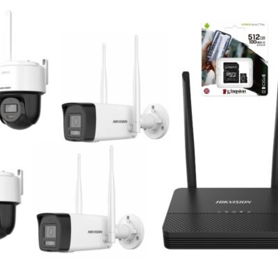 Combo Hikvision NVS Wifi 6 + 4 camaras 4MP + MicroSD 512GB
