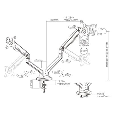 Soporte doble para monitor gaming hasta 32''