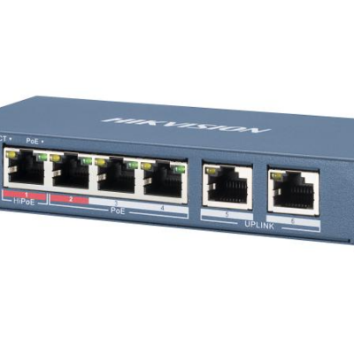 Switch PoE Hikvision DS-3E0106HP-E 4 puertos Fast Ethernet 35W